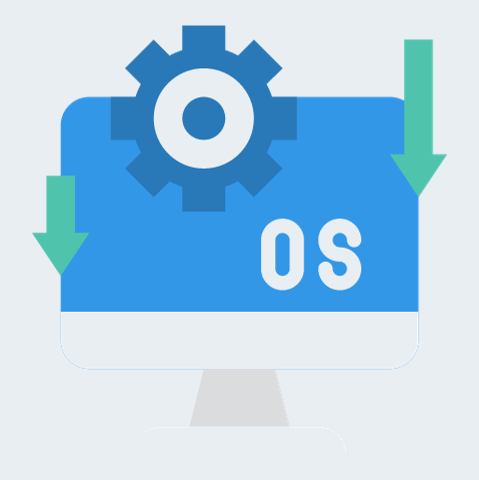 Icon showcasing operating systems and runtime management like Linux and Node.js by Techlina